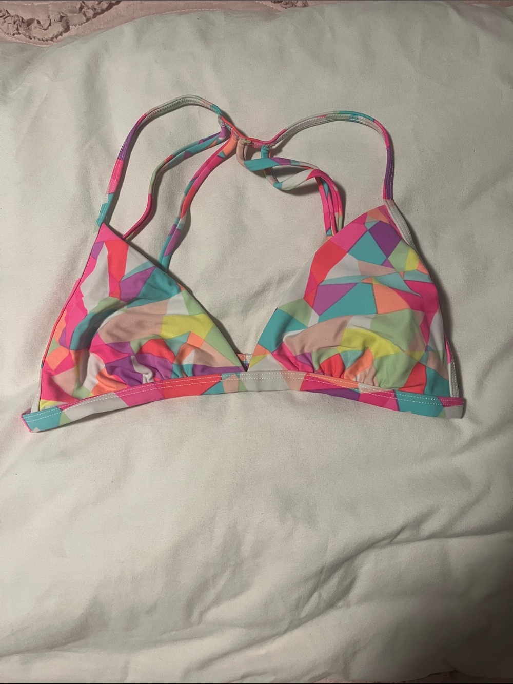 PINK Victoria's Secret Multicolor Geometric Triangle Bikini Top
